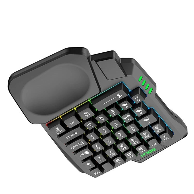 USB Keyboard One-Handed Wired 35 Keys Luminous Gaming Keyboards for Tablet Colorful Ergonomics Gamer Keypad Hand Rest