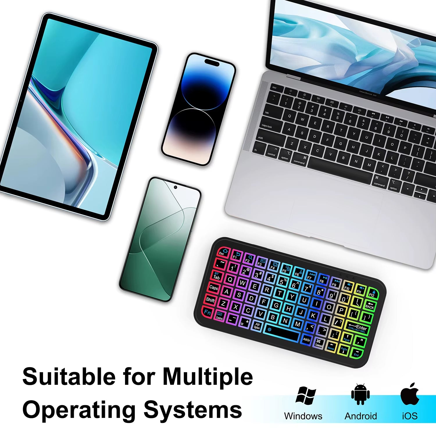 Bluetooth 5.2 Keyboard UltraThin Keyboard Wireless Keyboard Silicone Mute Keyboard Mini Keyboard for Windows Android IOS