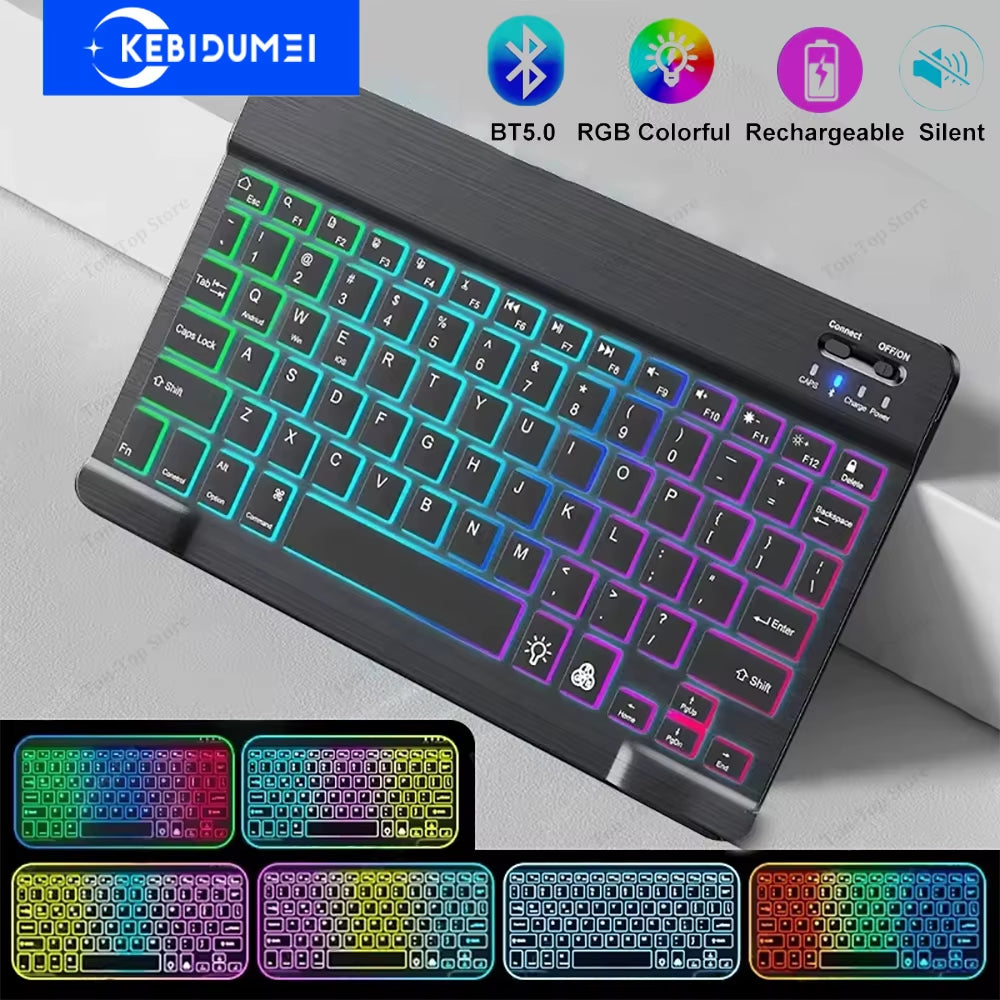 Bluetooth 5.0 Keyboard Mini Keyboard Wireless Keyboard RGB Backlit Keyboard Rechargeable Keyboard for IOS Android Windows Ipad